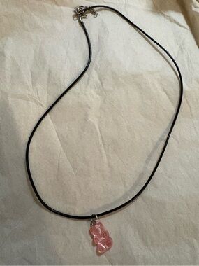 Pink Gummy Bear Pendant Necklace